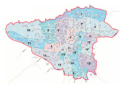 دانلود نقشه GIS مناطق 22 گانه تهران